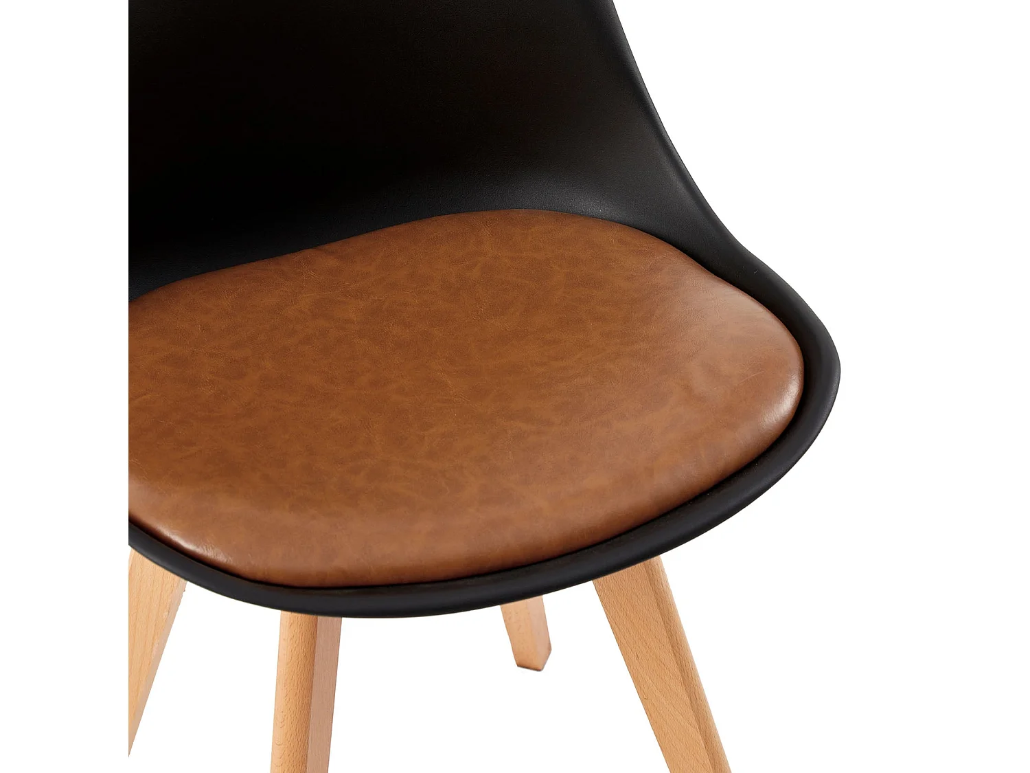 Lot de 4 chaises Scandinaves pour Salle à Manger avec Coussin Brun