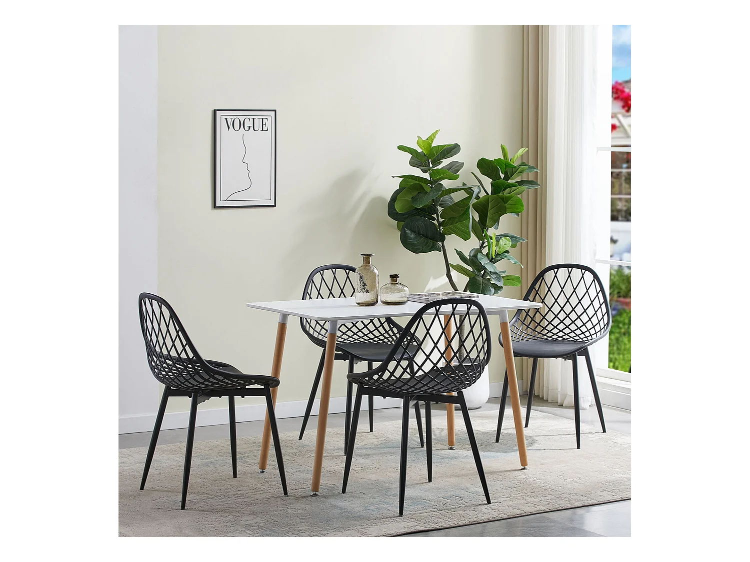 Set di 6 Sedie da Pranzo Scandinave Nere - Stile Classico Compatto Confortevole