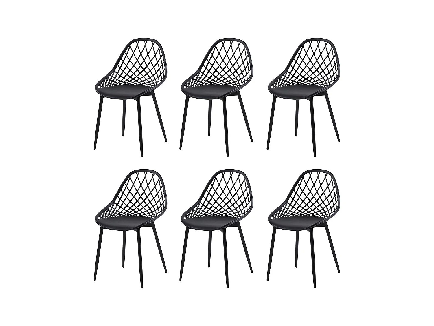 Lot de 6 Chaises de Salle à Manger de Style Scandinave-Noir