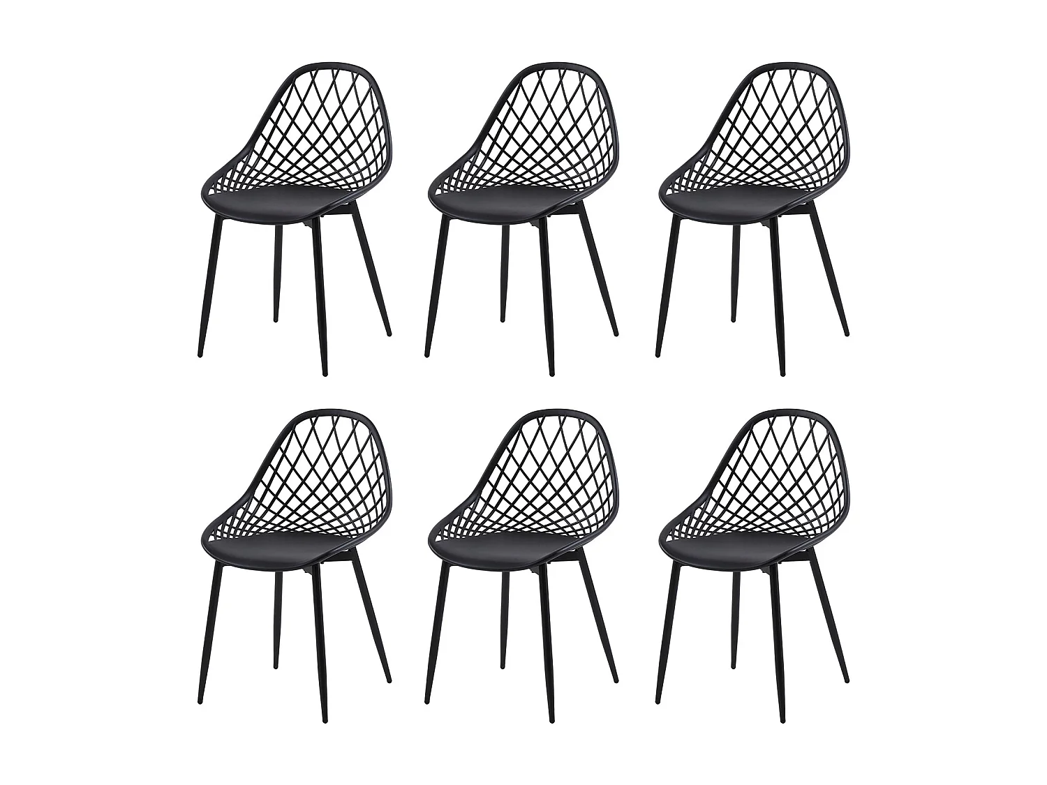 Lot de 6 Chaises de Salle à Manger de Style Scandinave-Noir