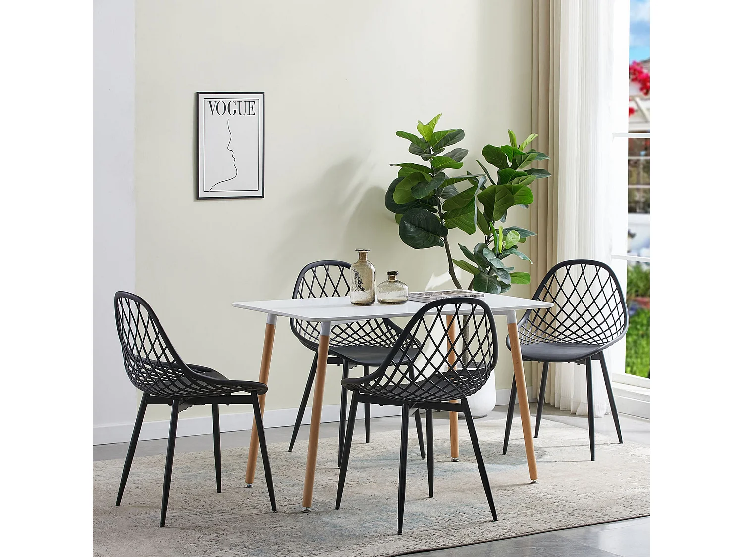 Lot de 6 Chaises de Salle à Manger de Style Scandinave-Noir