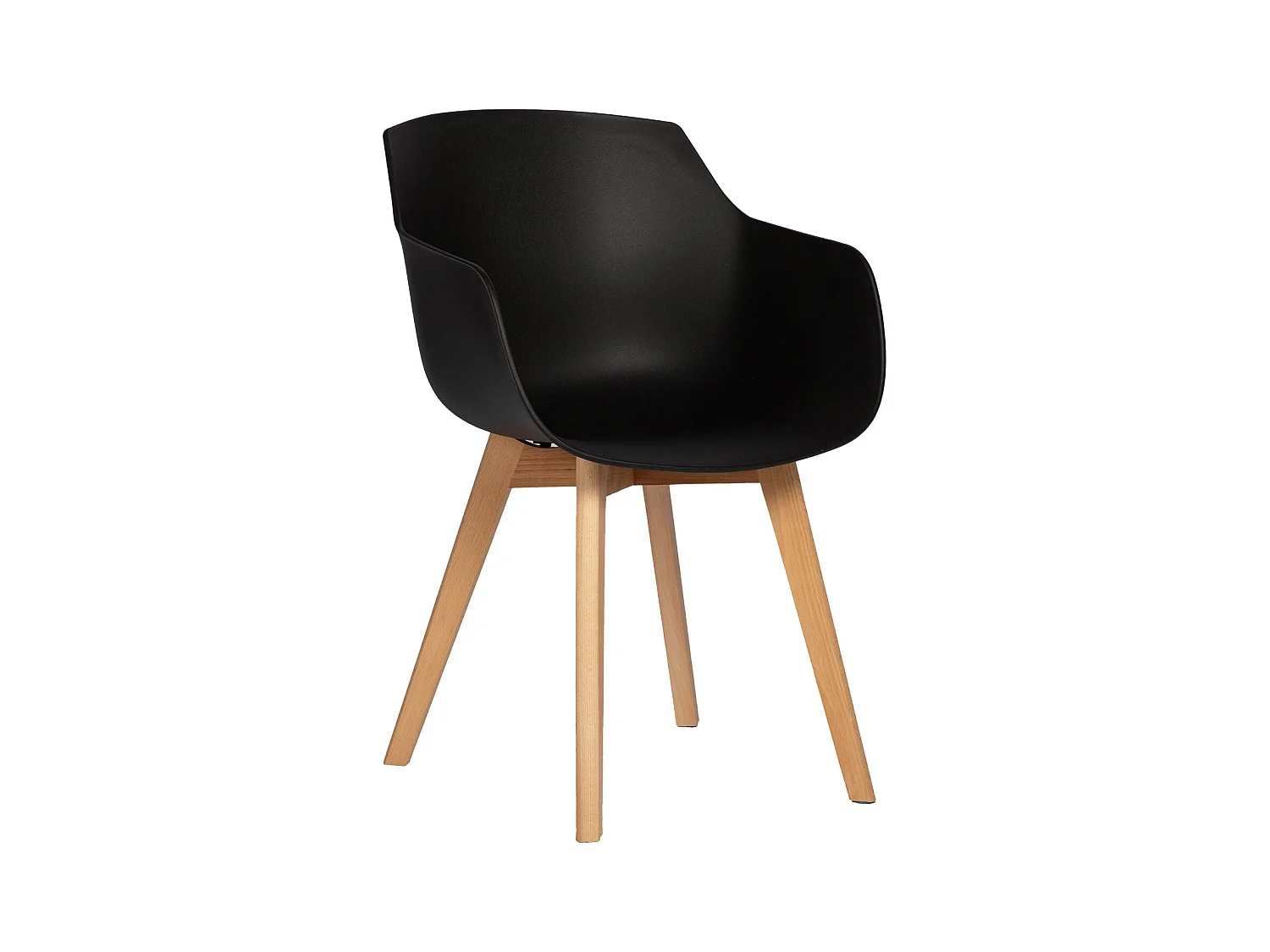 Lot de 4 Chaises Salle à Manger Fauteuils Scandinave de Cuisine avec Pieds en Bois de Hêtre Massif Noir