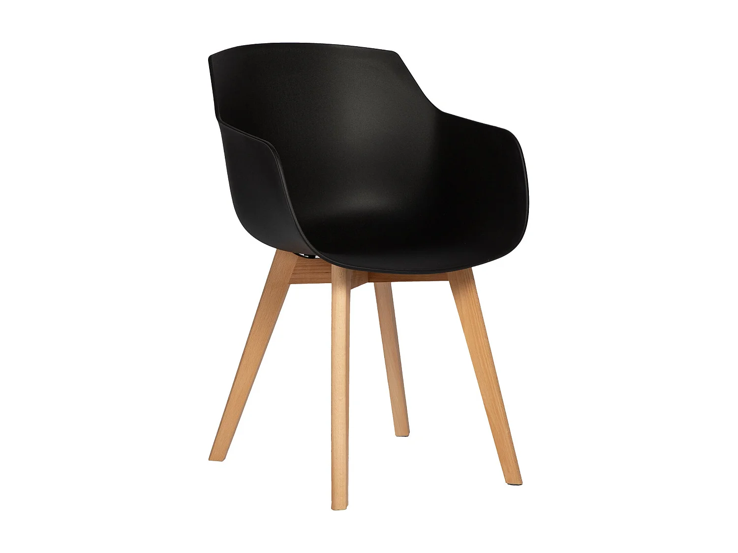 Lot de 4 Chaises Salle à Manger Fauteuils Scandinave de Cuisine avec Pieds en Bois de Hêtre Massif Noir