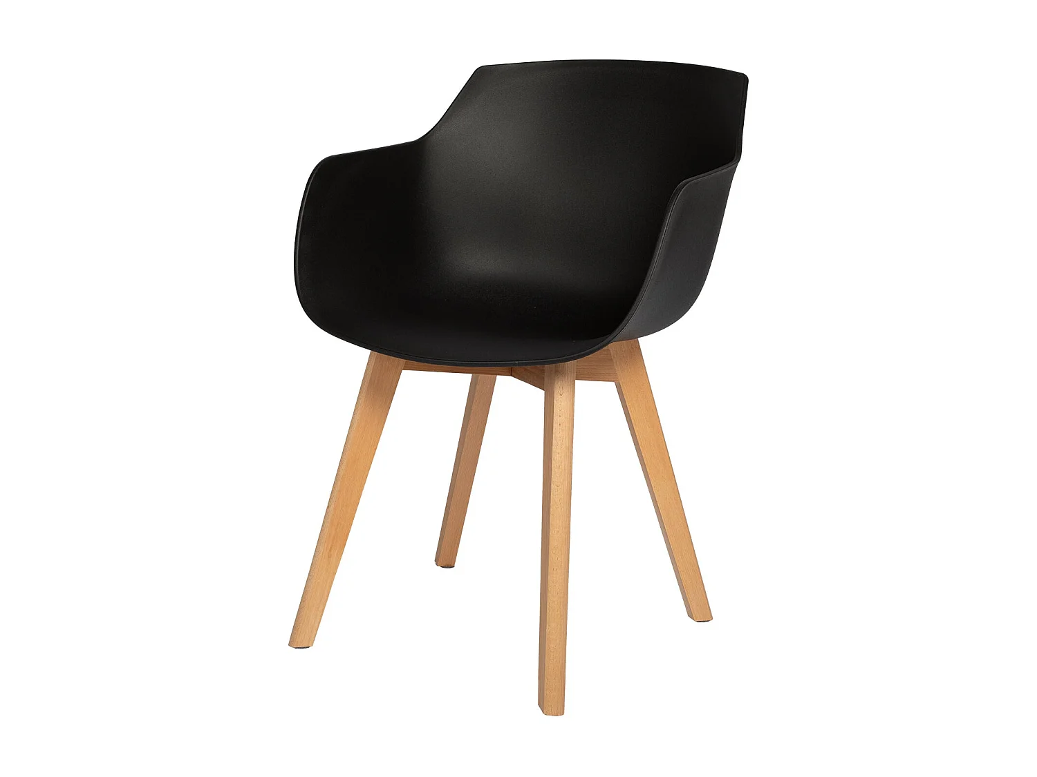 Lot de 4 Chaises Salle à Manger Fauteuils Scandinave de Cuisine avec Pieds en Bois de Hêtre Massif Noir