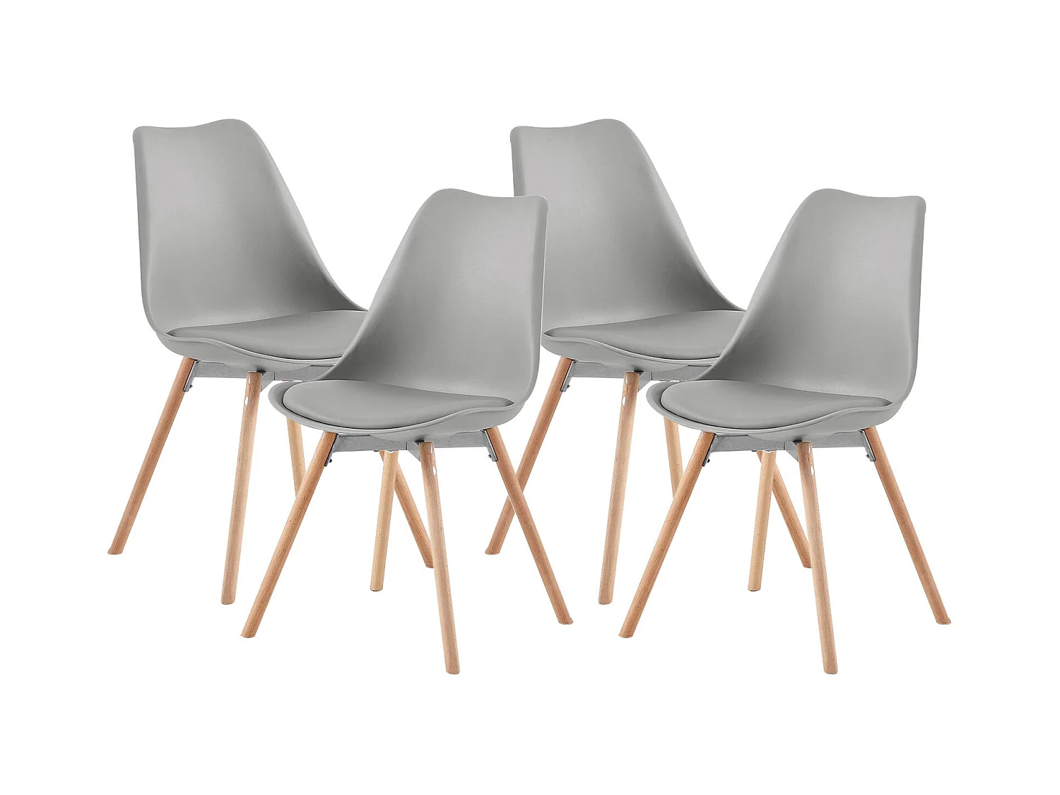 4 Chaise de salle à manger design contemporain scandinave-Gris