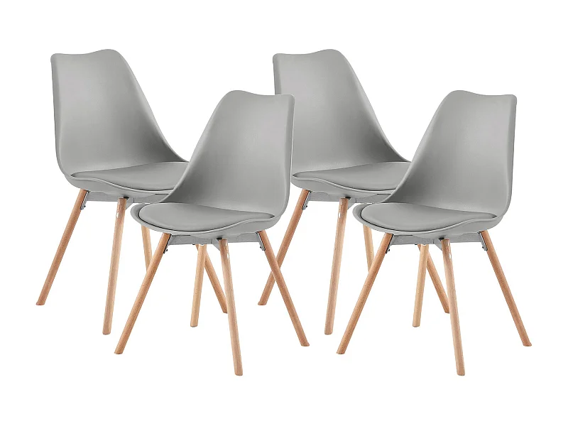 4 Chaise de salle à manger design contemporain scandinave-Gris