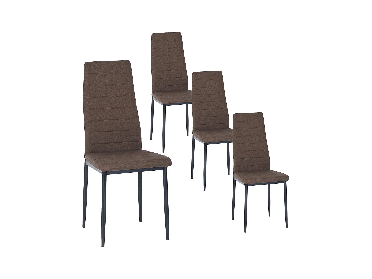 Lot de 6 chaises de salle à manger, de cuisine, confortables et rembourrées, avec siège en tissu, dossier, pieds en métal, marron