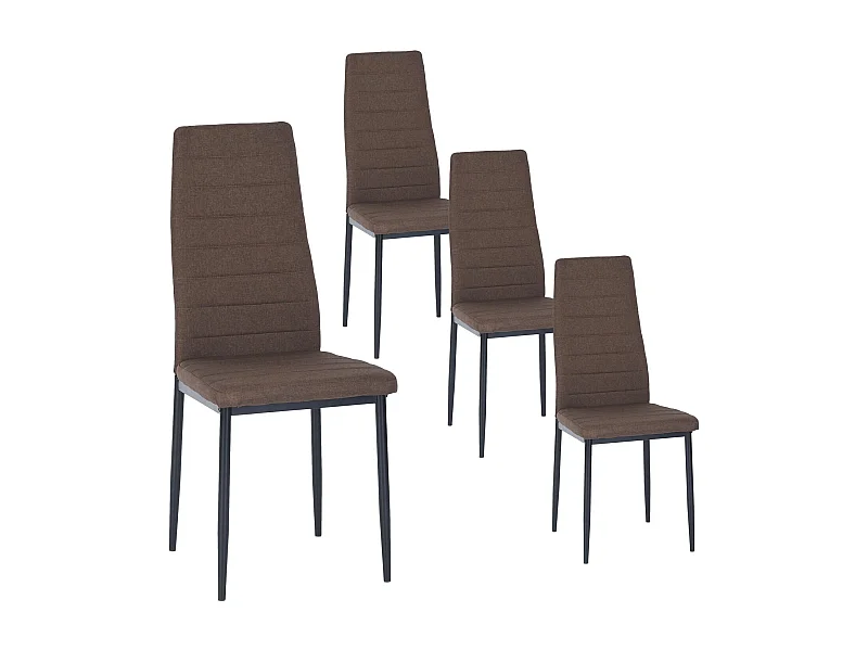 Lot de 6 chaises de salle à manger, de cuisine, confortables et rembourrées, avec siège en tissu, dossier, pieds en métal, marron