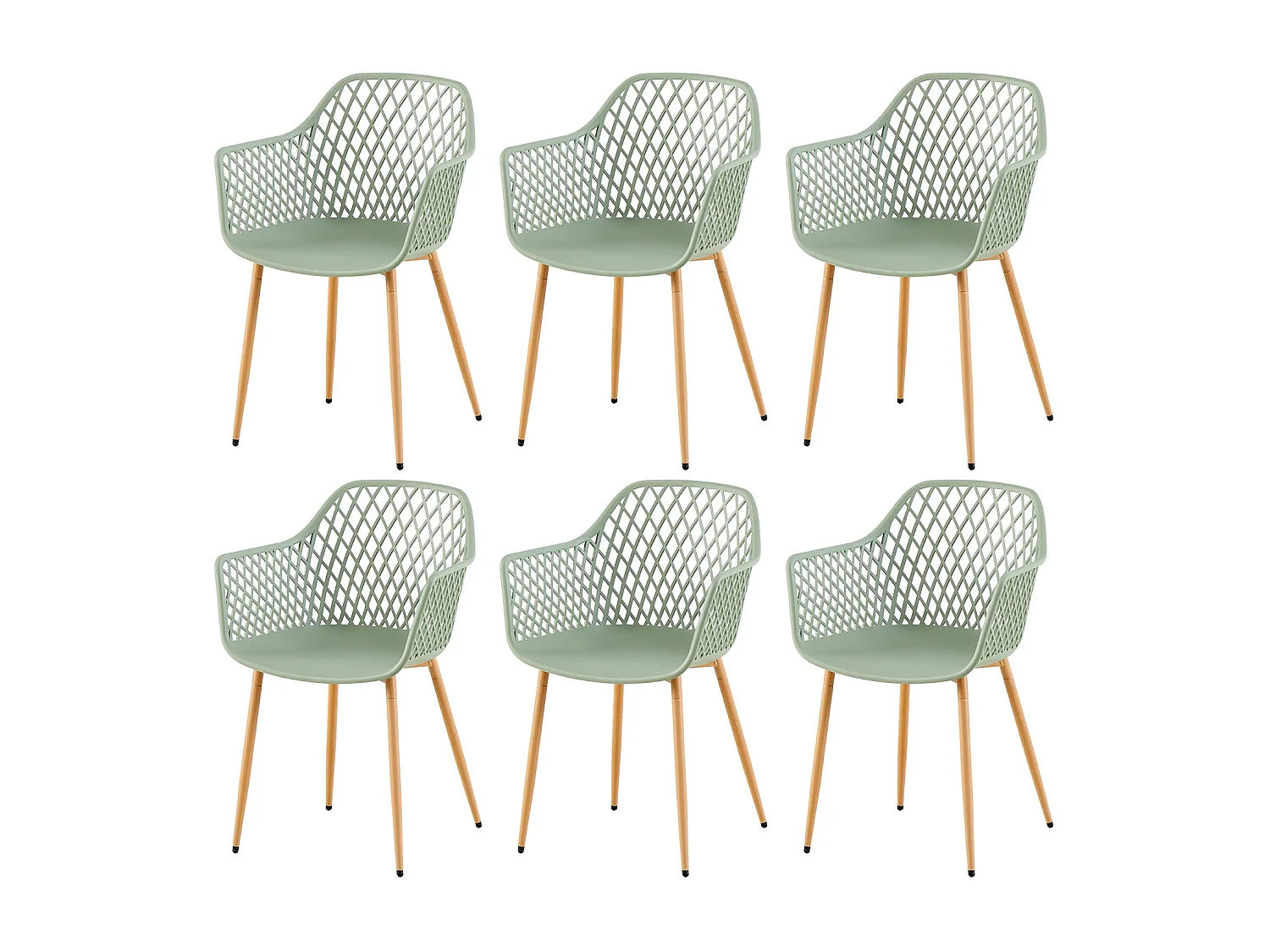Lot de 6 chaises de jardin avec accoudoirs, chaises d'extérieur, de terrasse, de balcon, de jardin, charge maximale : 120 kg