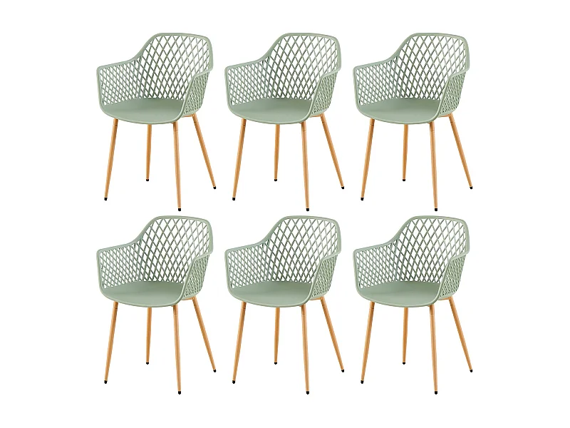 Lot de 6 chaises de jardin avec accoudoirs, chaises d'extérieur, de terrasse, de balcon, de jardin, charge maximale : 120 kg