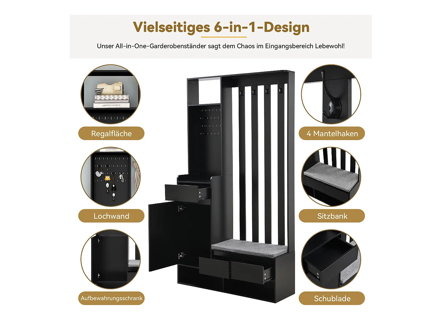 Portemanteau d'entrée avec banc de rangement rembourré,meuble à chaussures