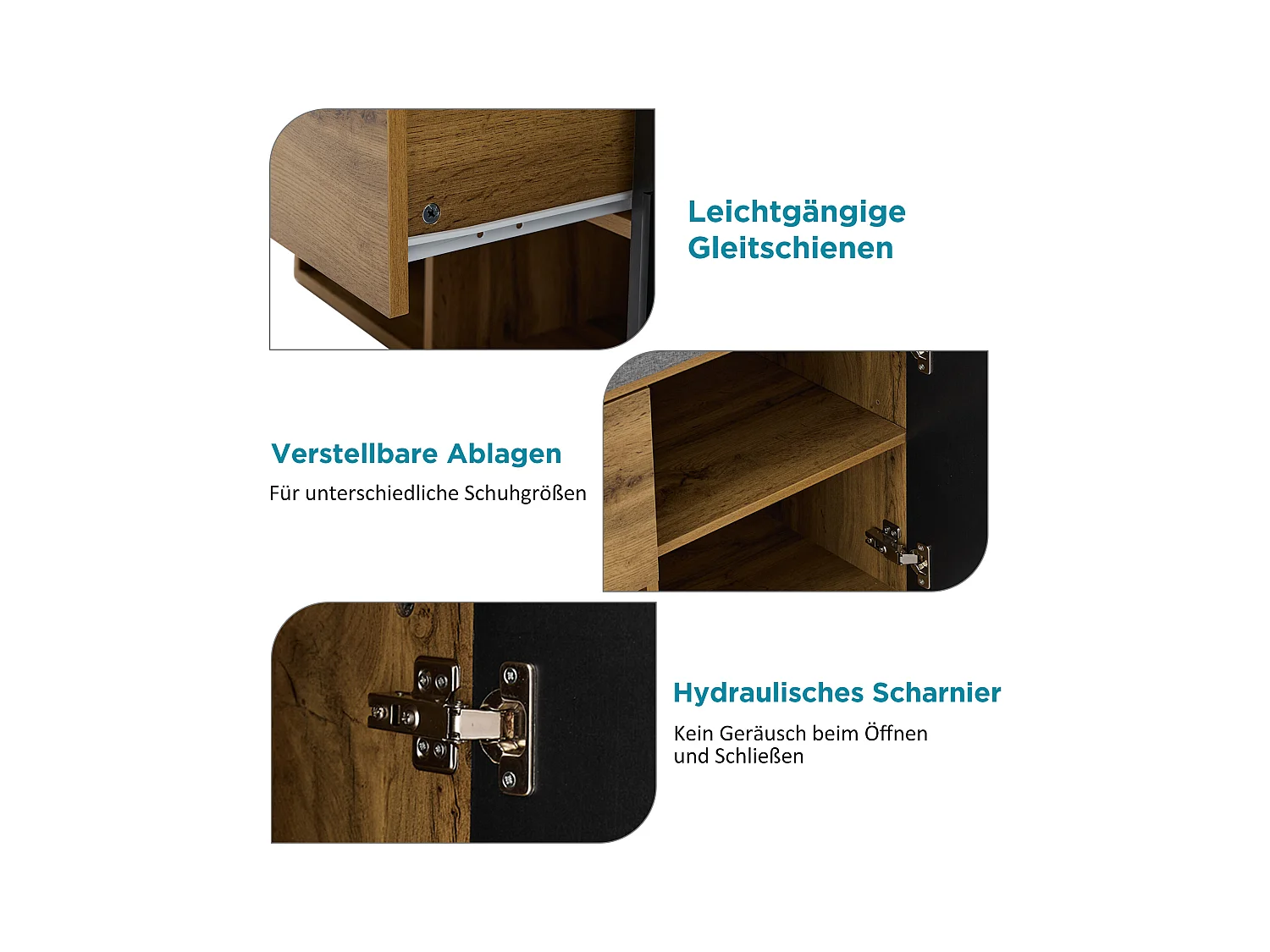 190 cm hohes Garderobenset in Holzoptik mit Spiegel, Schuhbank
