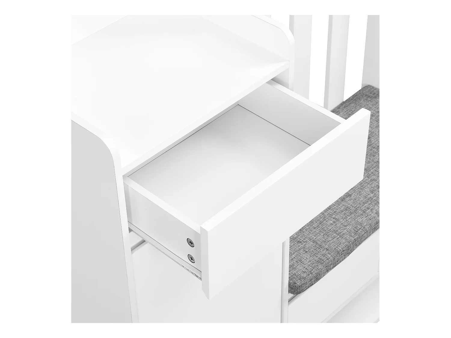 Flurgarderobe mit gepolsterter Aufbewahrungsbank, multifunktionaler Schuhständer