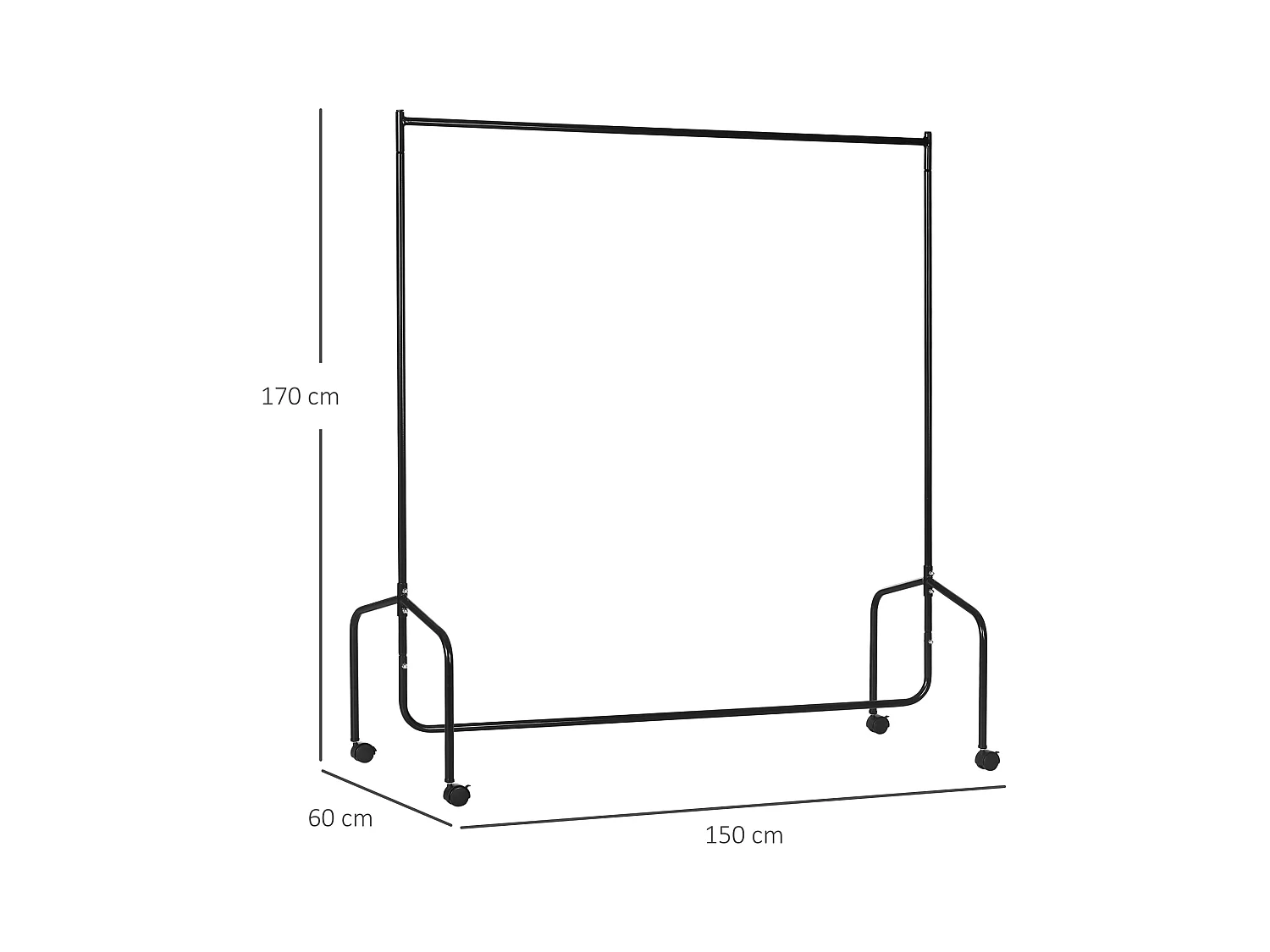 Portant à vêtements,150 x 60 x 170 cm,robuste et facile à monter pour un rangement optimal