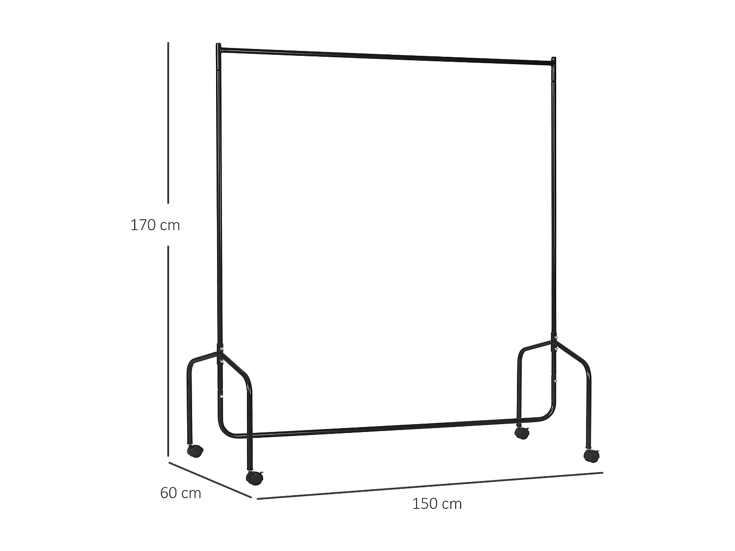 Kleiderständer, 150 x 60 x 170 cm, stabil und einfach zu montieren für optimale Aufbewahrung