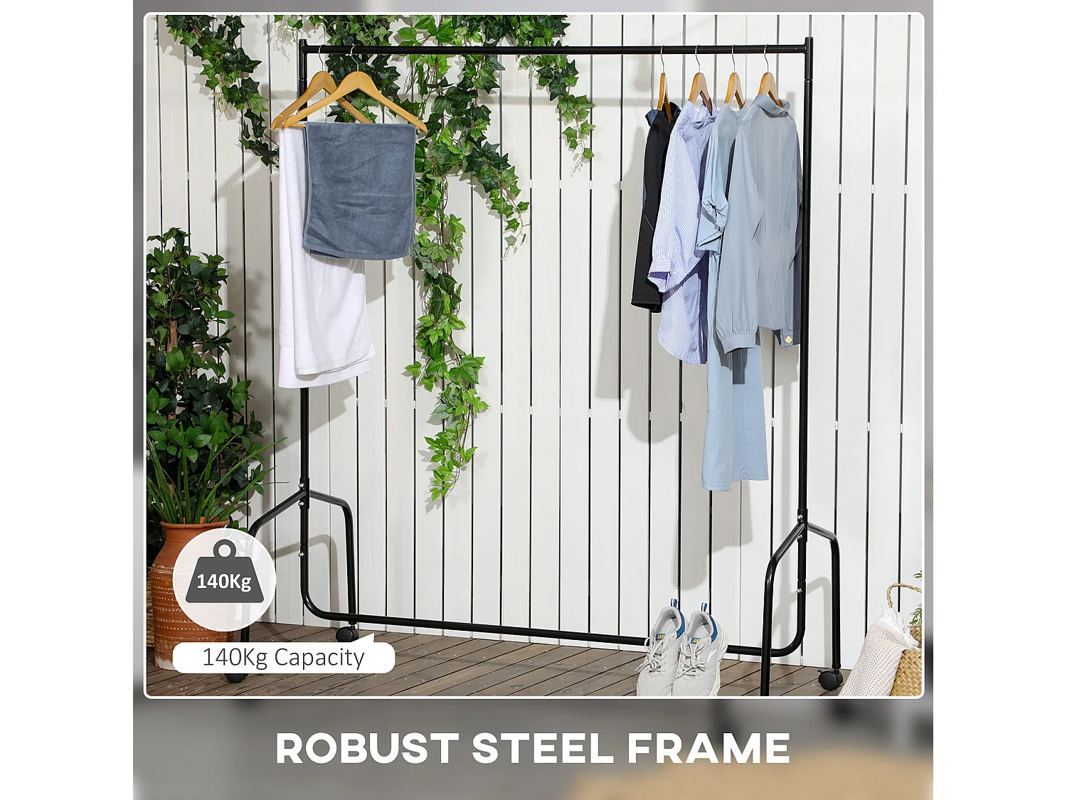 Kleiderständer, 150 x 60 x 170 cm, stabil und einfach zu montieren für optimale Aufbewahrung