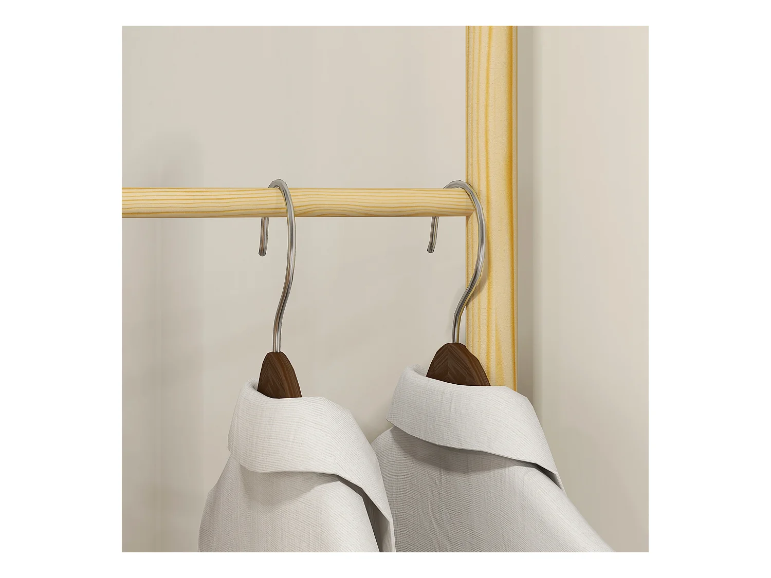 Garderobe mit 6 Kleiderstangen, Massivholz, nordischer Stil, für Kleidung