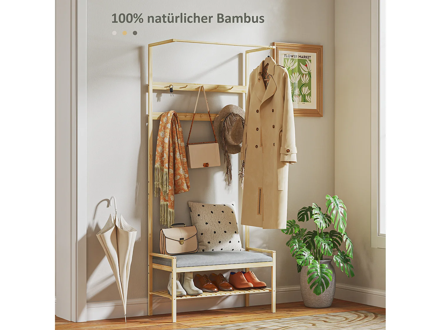 Portemanteau avec banc à chaussures,portemanteau avec crochets,étagère à chaussures