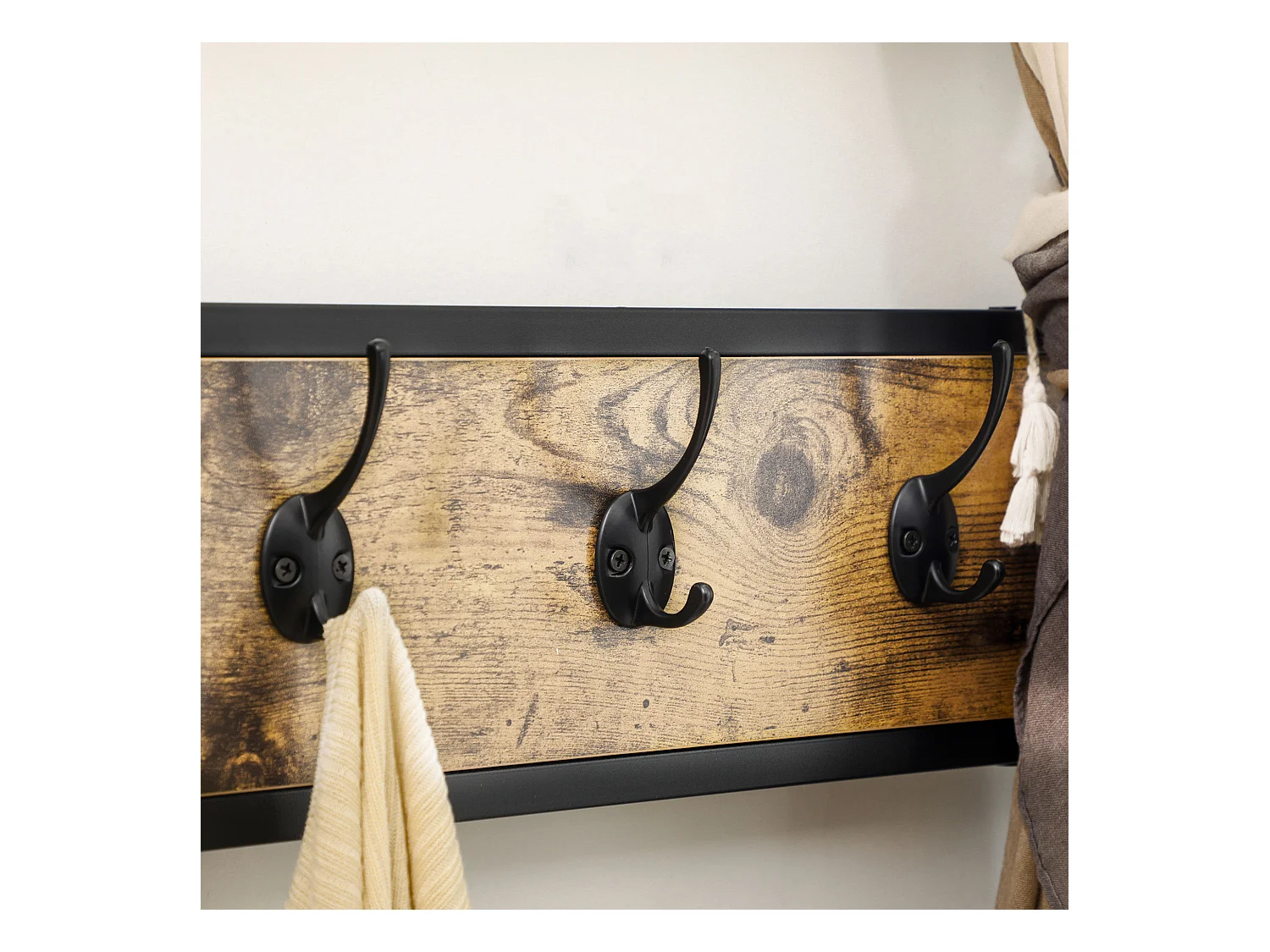 Industriële kapstok met 9 haken, bank, memorek en anti-kantel schoenenrek