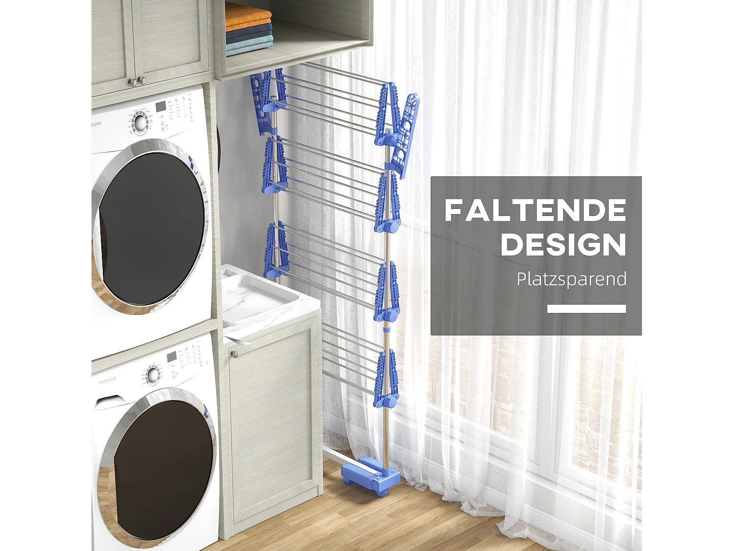 Séchoir à roulettes,tour de séchage à 2 niveaux avec ailes repliables,séchoir en acier