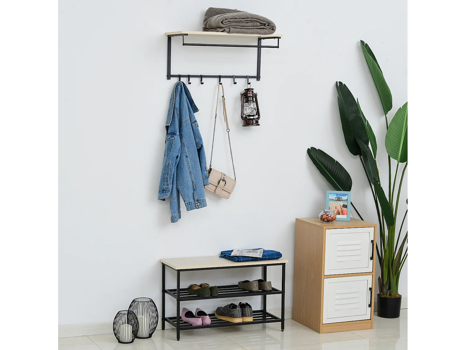 Ensemble portemanteau 2 en 1 pour entrée avec banc,portemanteau mural pour entrée