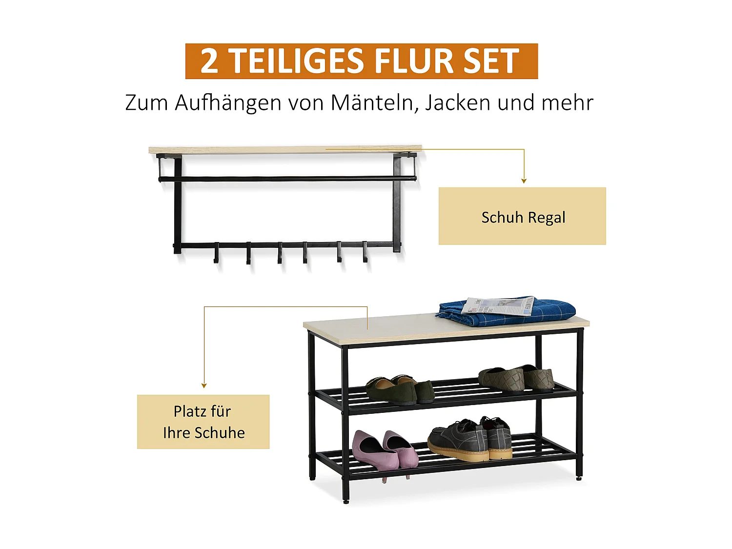 Ensemble portemanteau 2 en 1 pour entrée avec banc,portemanteau mural pour entrée