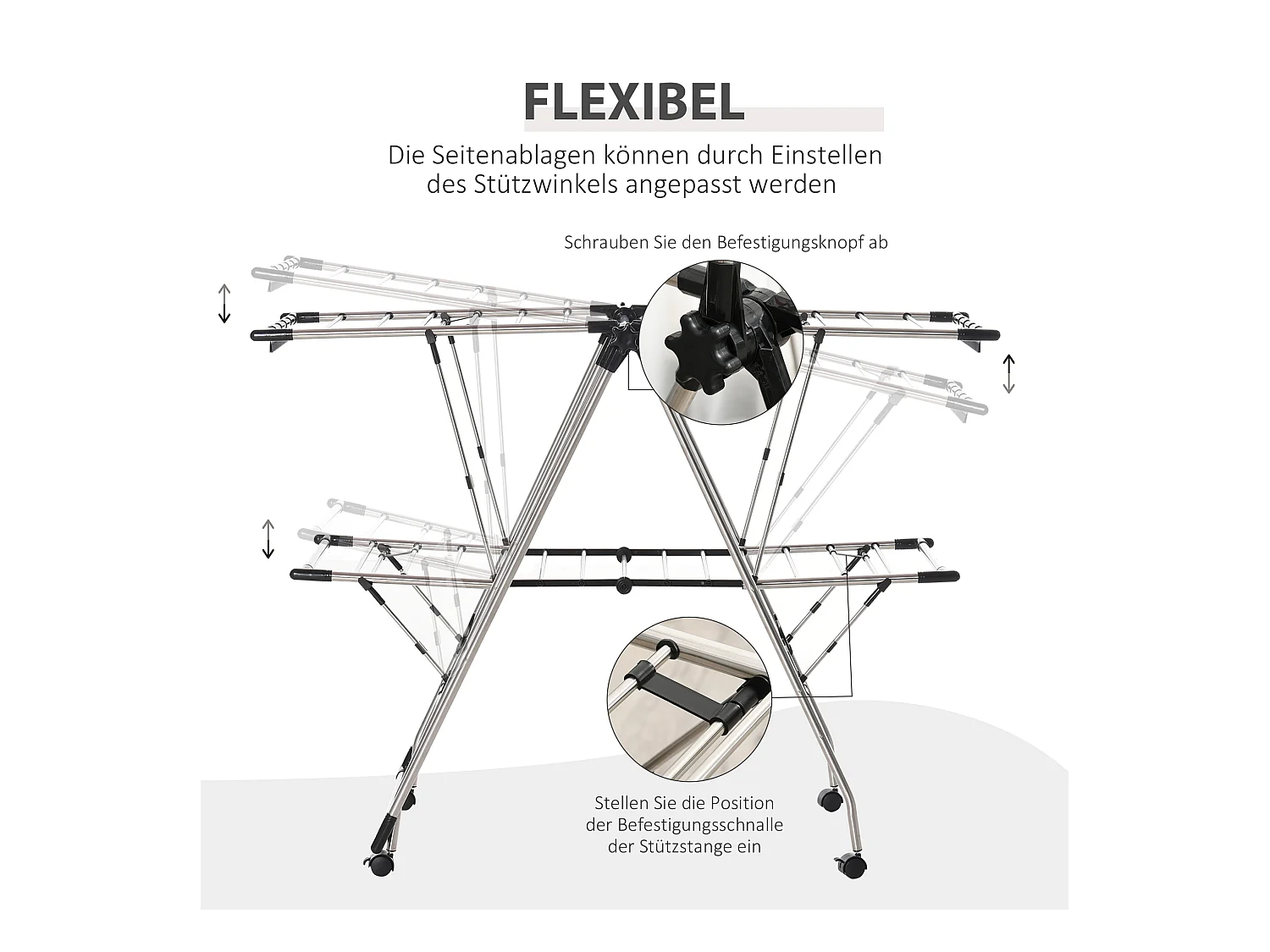 Grand portant à vêtements avec barres télescopiques,138,5 x 63 x 208 cm,pliable