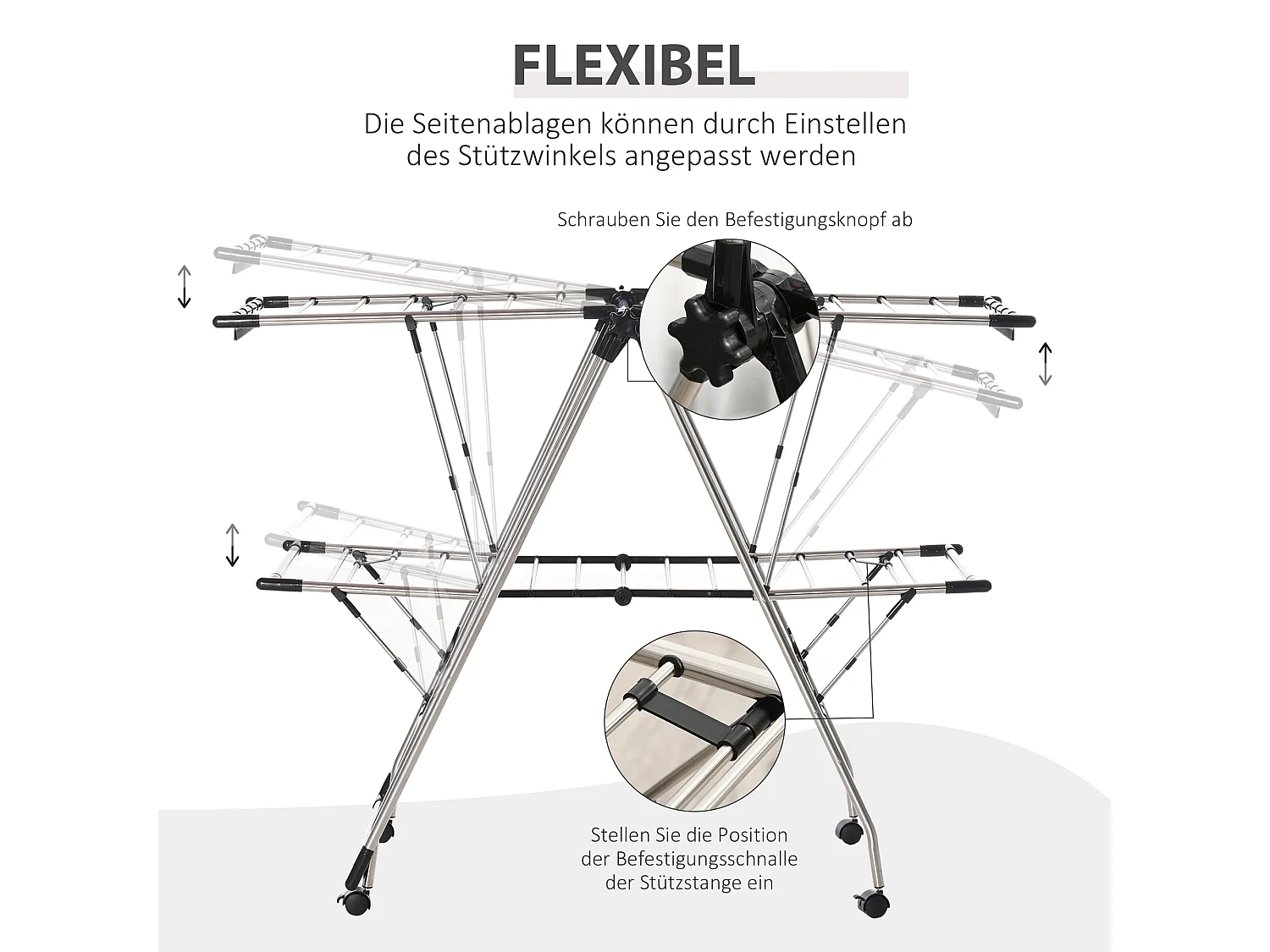Grand portant à vêtements avec barres télescopiques,138,5 x 63 x 208 cm,pliable