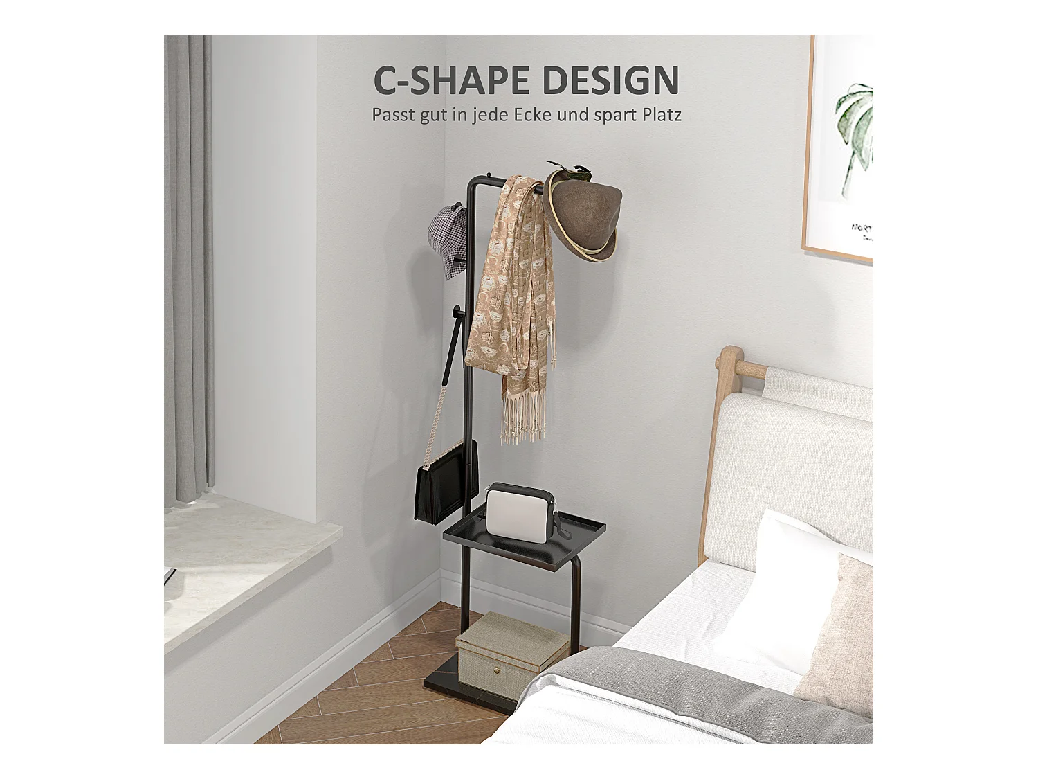 Portemanteau avec crochets et plateau pour vêtements et chapeaux,couloir et entrée