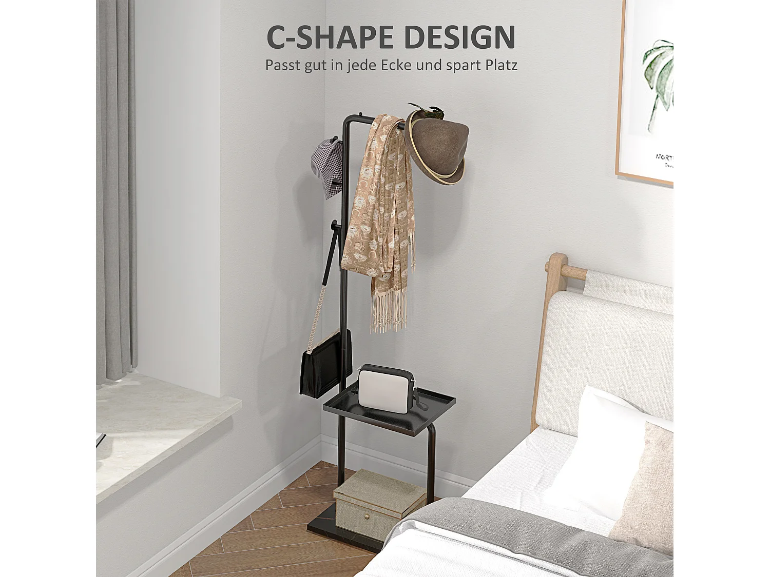 Perchero con ganchos y estante para ropa y sombreros, para pasillo y entrada