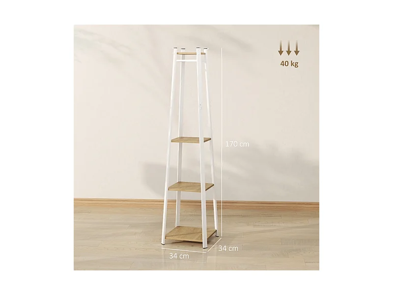 Garderobe mit 8 Haken, 4 Etagen, Stahlgarderobe für Kleidung und Hüte