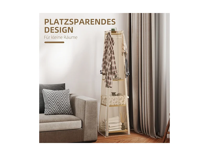 Garderobe mit 8 Haken, 4 Etagen, Stahlgarderobe für Kleidung und Hüte