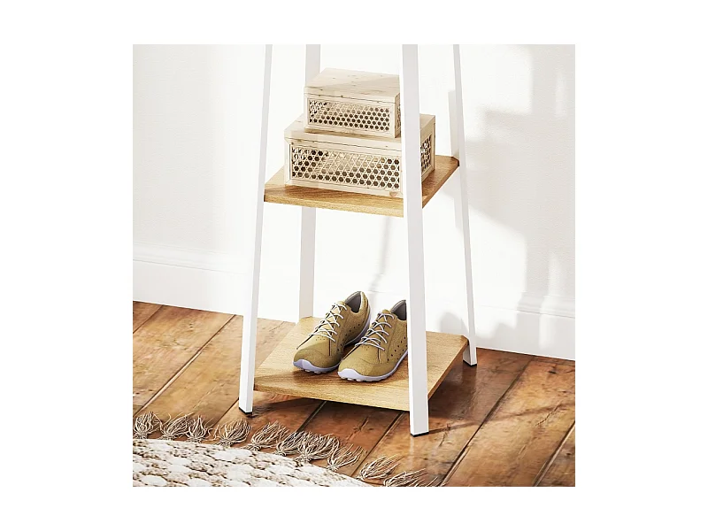 Garderobe mit 8 Haken, 4 Etagen, Stahlgarderobe für Kleidung und Hüte