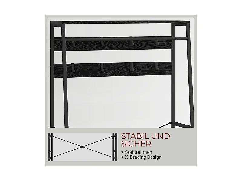 Porte-manteau avec étagère à chaussures,2 tiroirs en tissu,porte-manteau avec 8 crochets