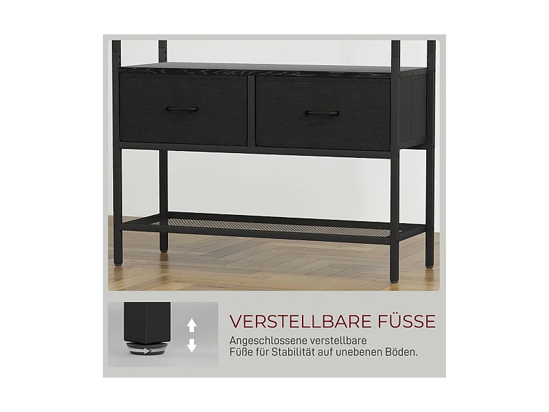 Porte-manteau avec étagère à chaussures,2 tiroirs en tissu,porte-manteau avec 8 crochets