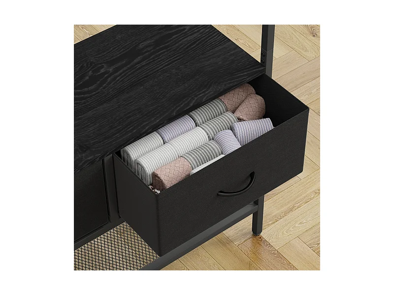 Porte-manteau avec étagère à chaussures,2 tiroirs en tissu,porte-manteau avec 8 crochets