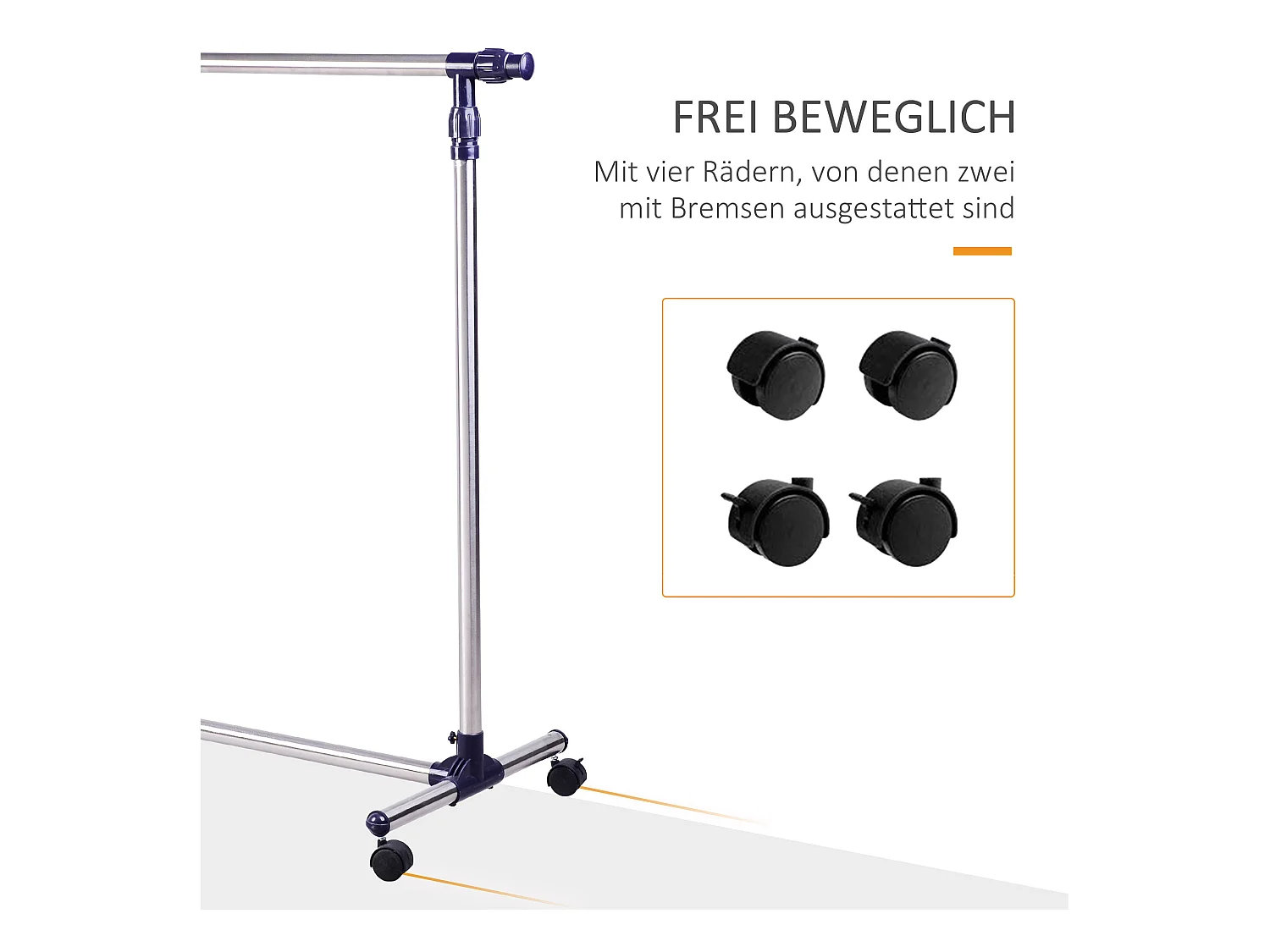 Rollgarderobe aus Edelstahl, höhenverstellbar und ausziehbar