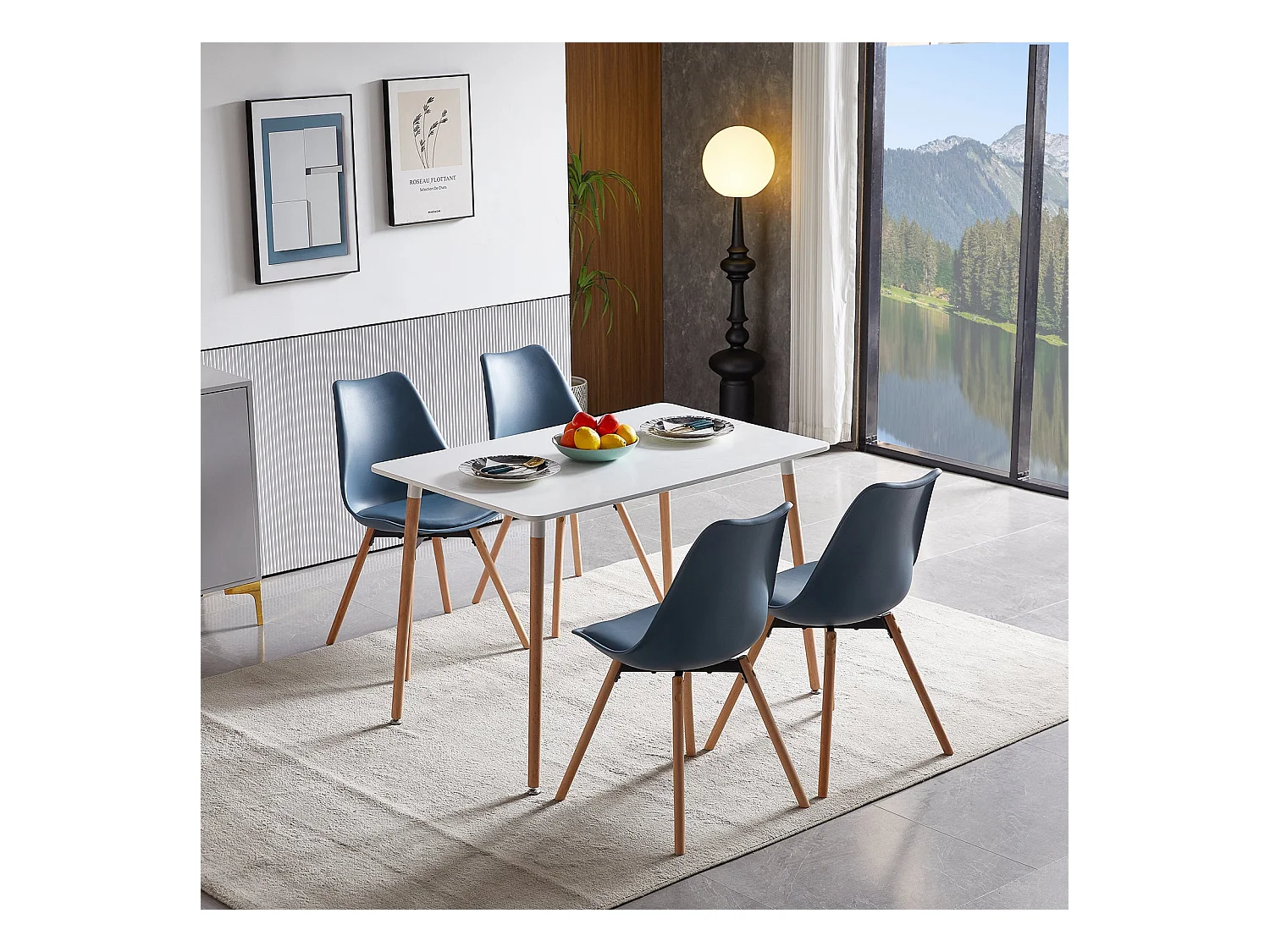 4 Chaise de salle à manger design contemporain scandinave-Vert foncé