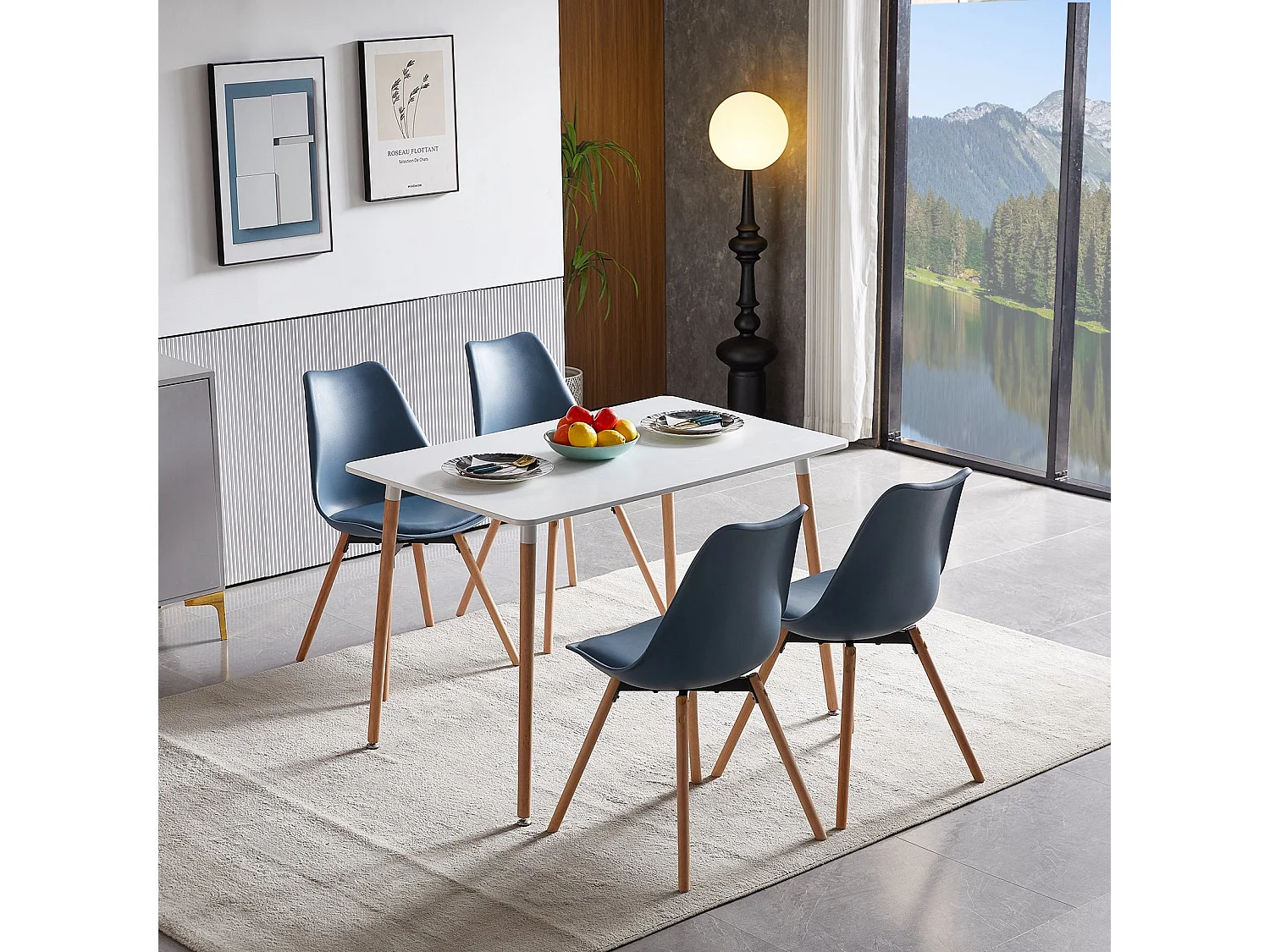 4 Chaise de salle à manger design contemporain scandinave-Vert foncé