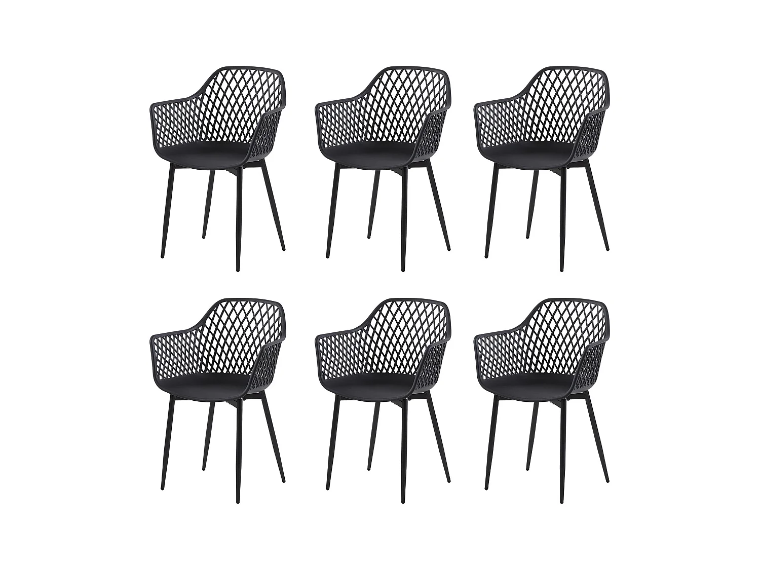 Lot de 6 Fauteuil Chaises Noir Plastique Scandinave Chaise de Salle à manger