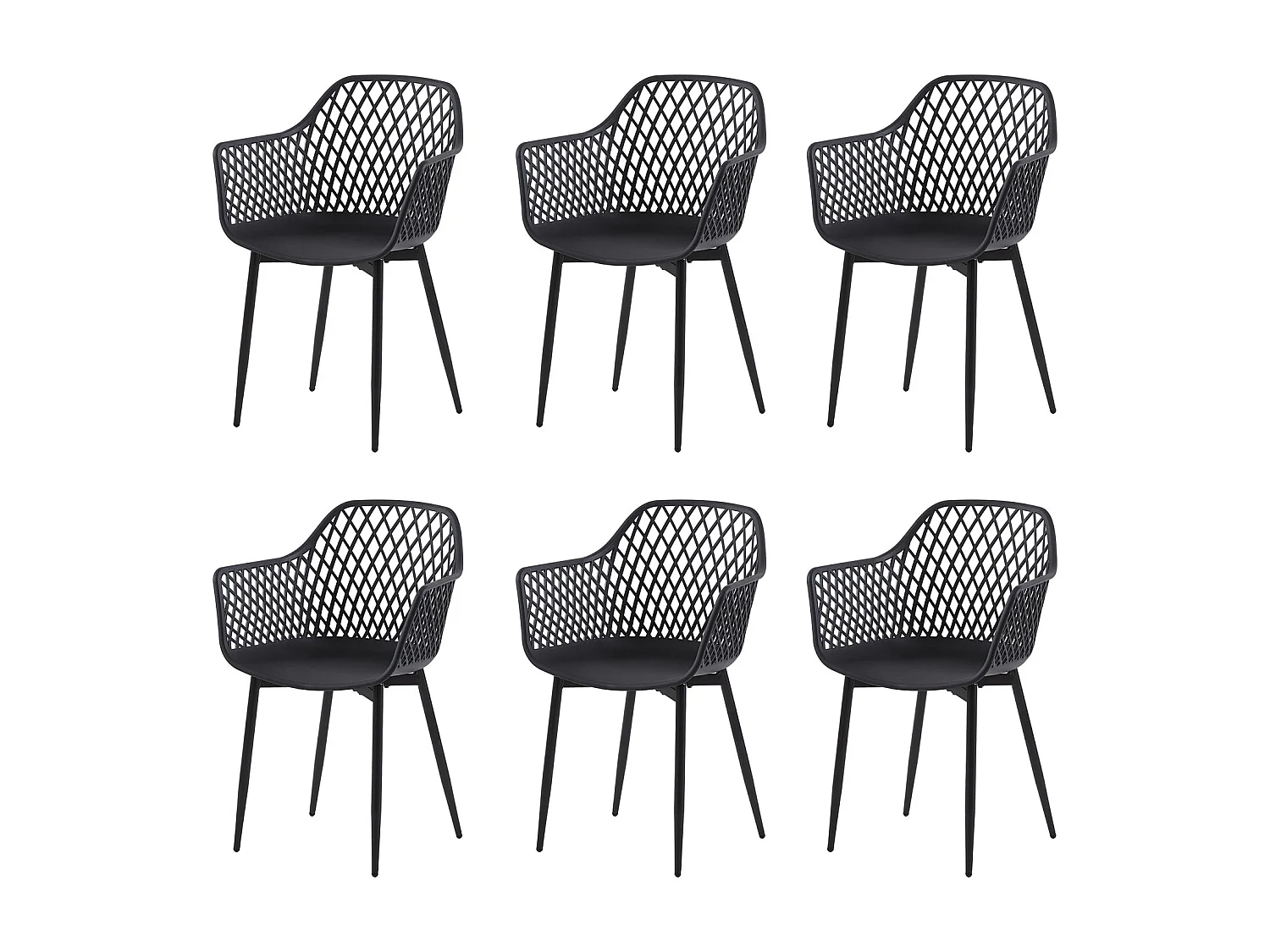 Lot de 6 Fauteuil Chaises Noir Plastique Scandinave Chaise de Salle à manger