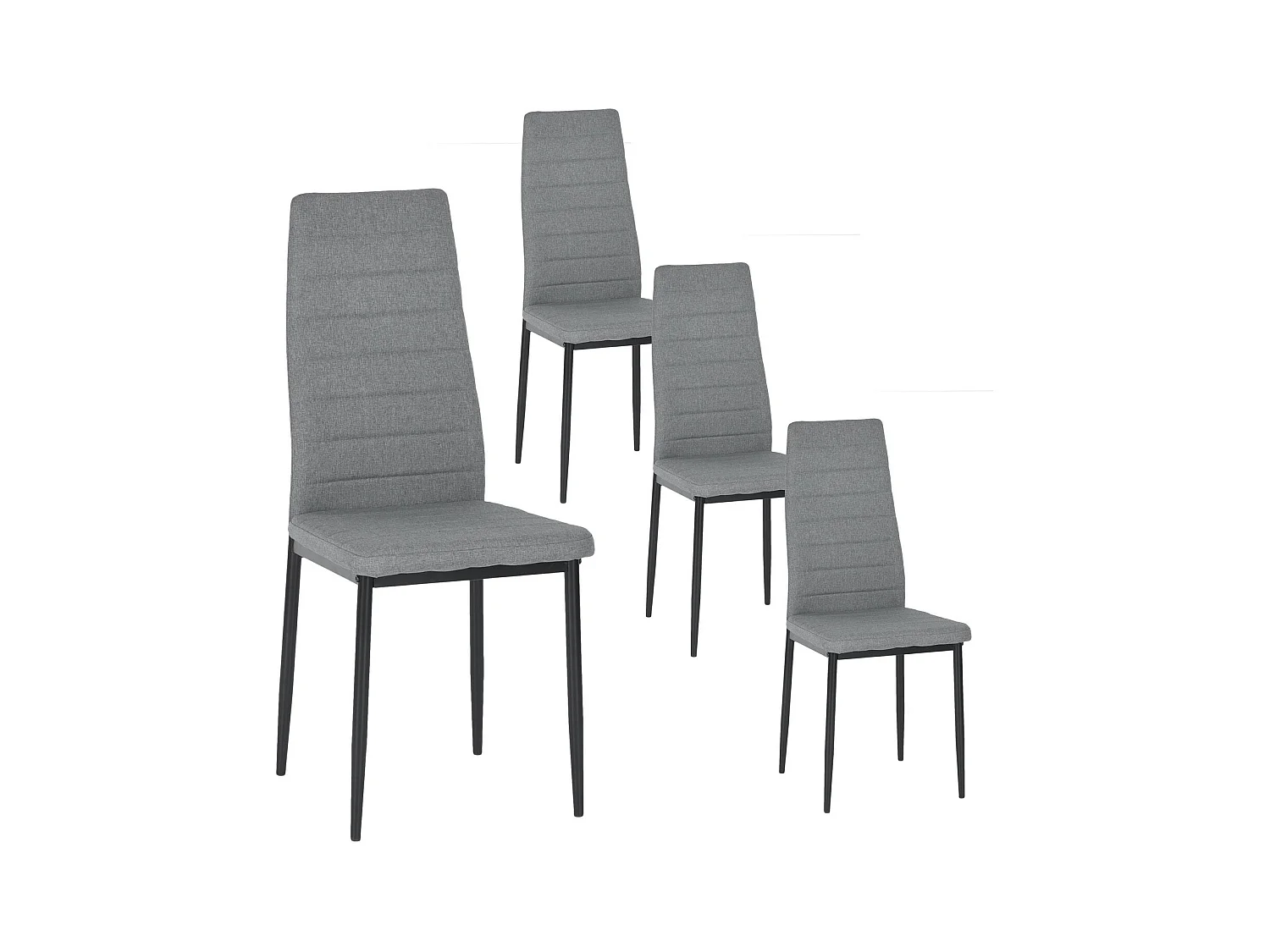 Lot de 4 Chaises Design Gris Tissu Scandinave Chaise de Salle à manger