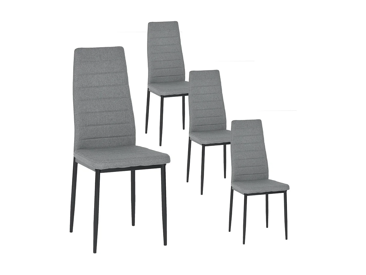 Lot de 4 Chaises Design Gris Tissu Scandinave Chaise de Salle à manger