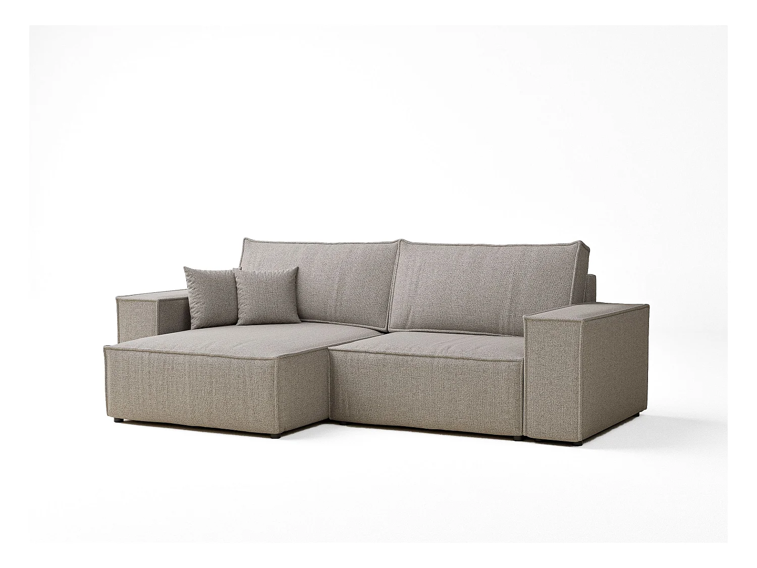 Ecksofa mit Schlaffunktion Zaya aus Webstoff - Drei-Personen - beige