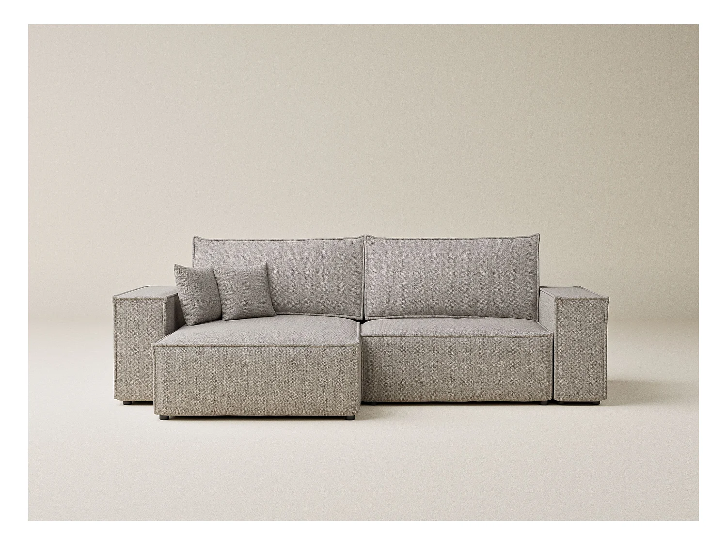 Ecksofa mit Schlaffunktion Zaya aus Webstoff - Drei-Personen - beige
