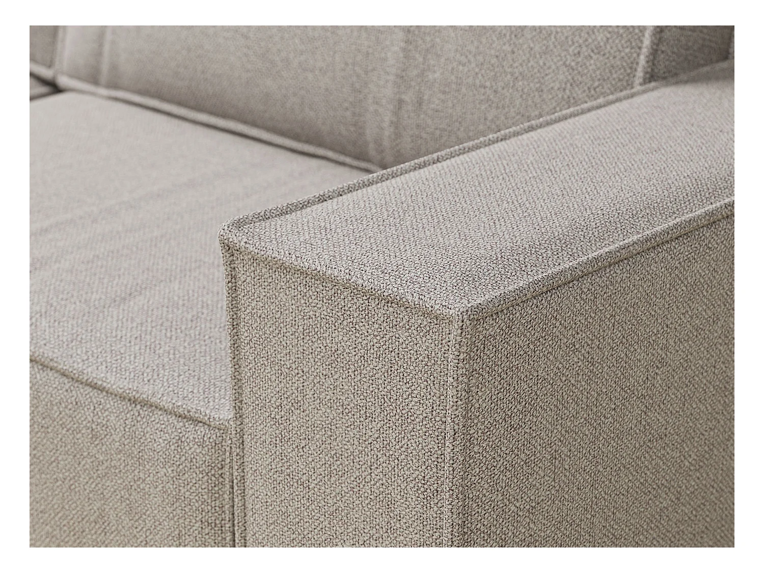 Ecksofa mit Schlaffunktion Zaya aus Webstoff - Drei-Personen - beige