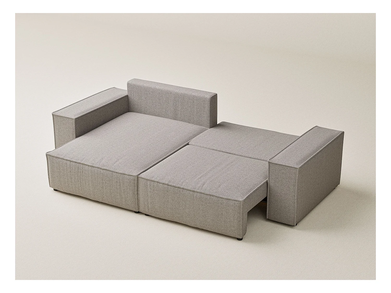 Ecksofa mit Schlaffunktion Zaya aus Webstoff - Drei-Personen - beige