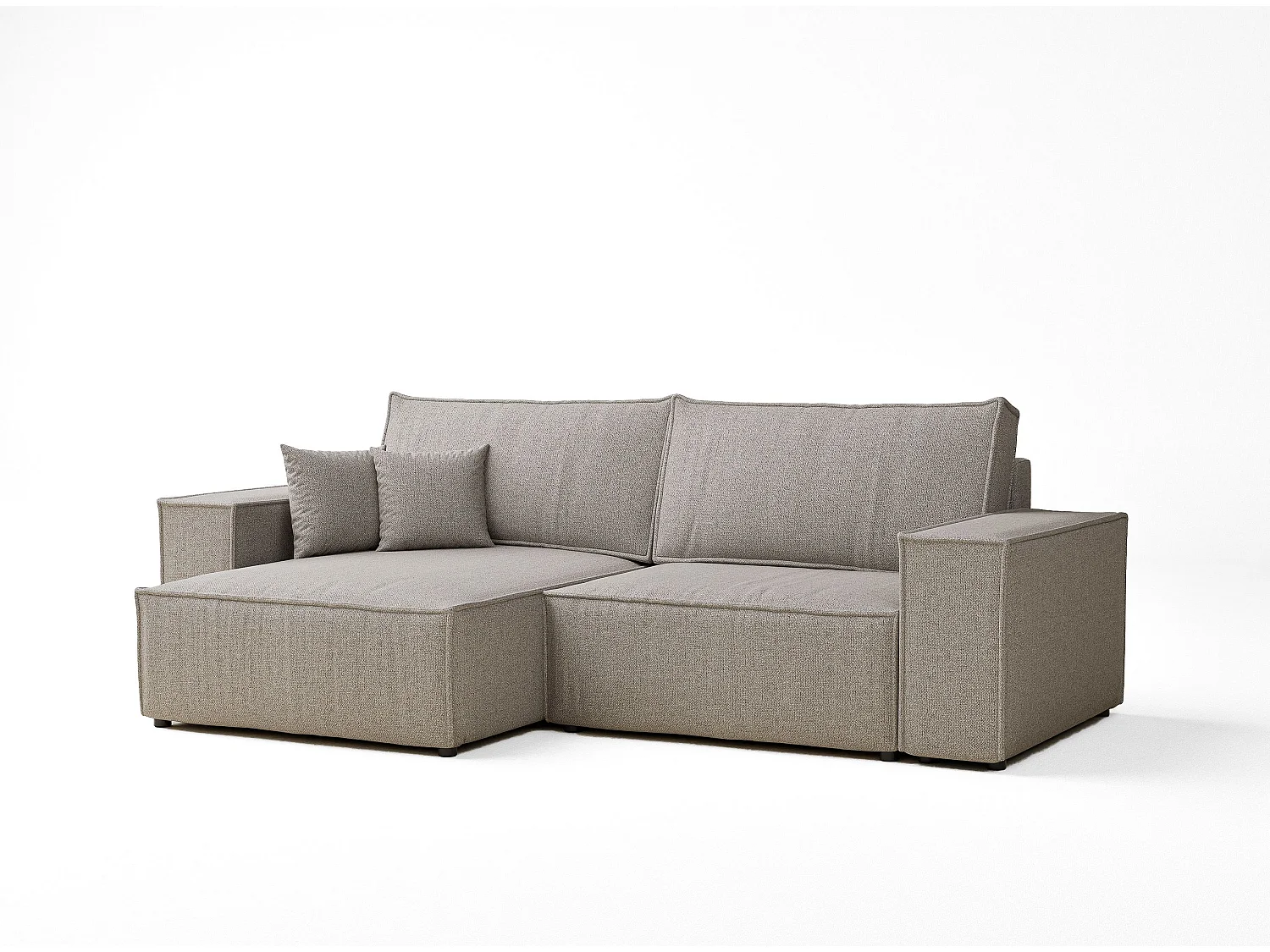 Canapé d'angle convertible Zaya im tissu tresse - 3 places - beige