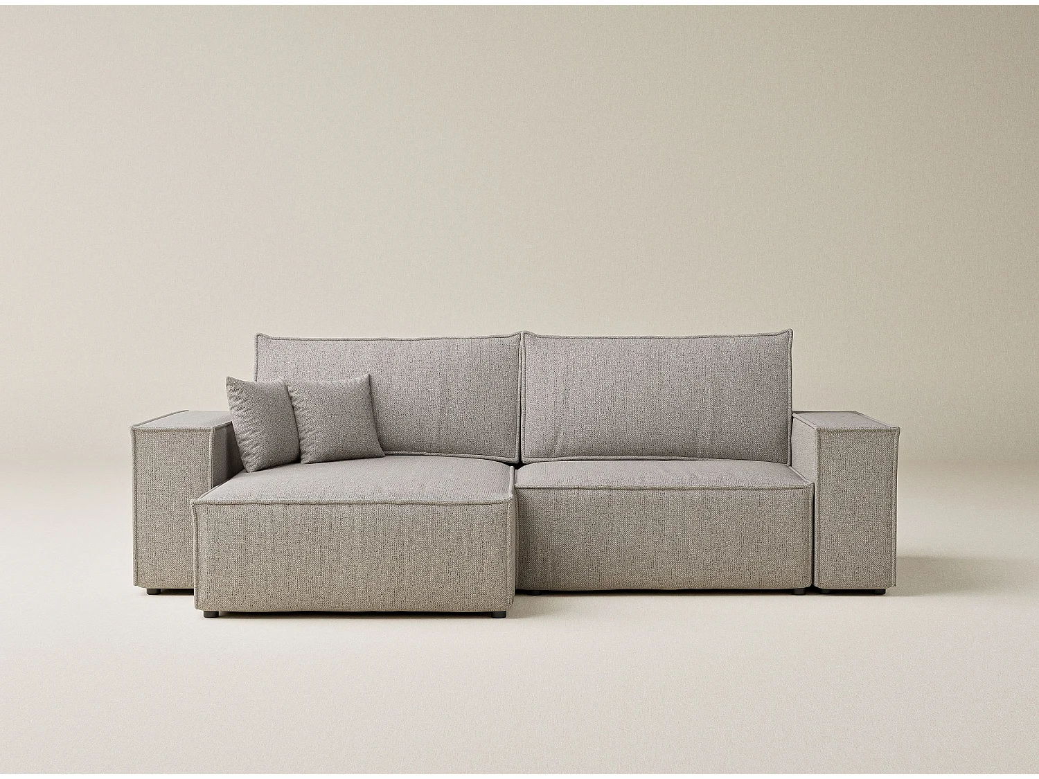 Canapé d'angle convertible Zaya im tissu tresse - 3 places - beige