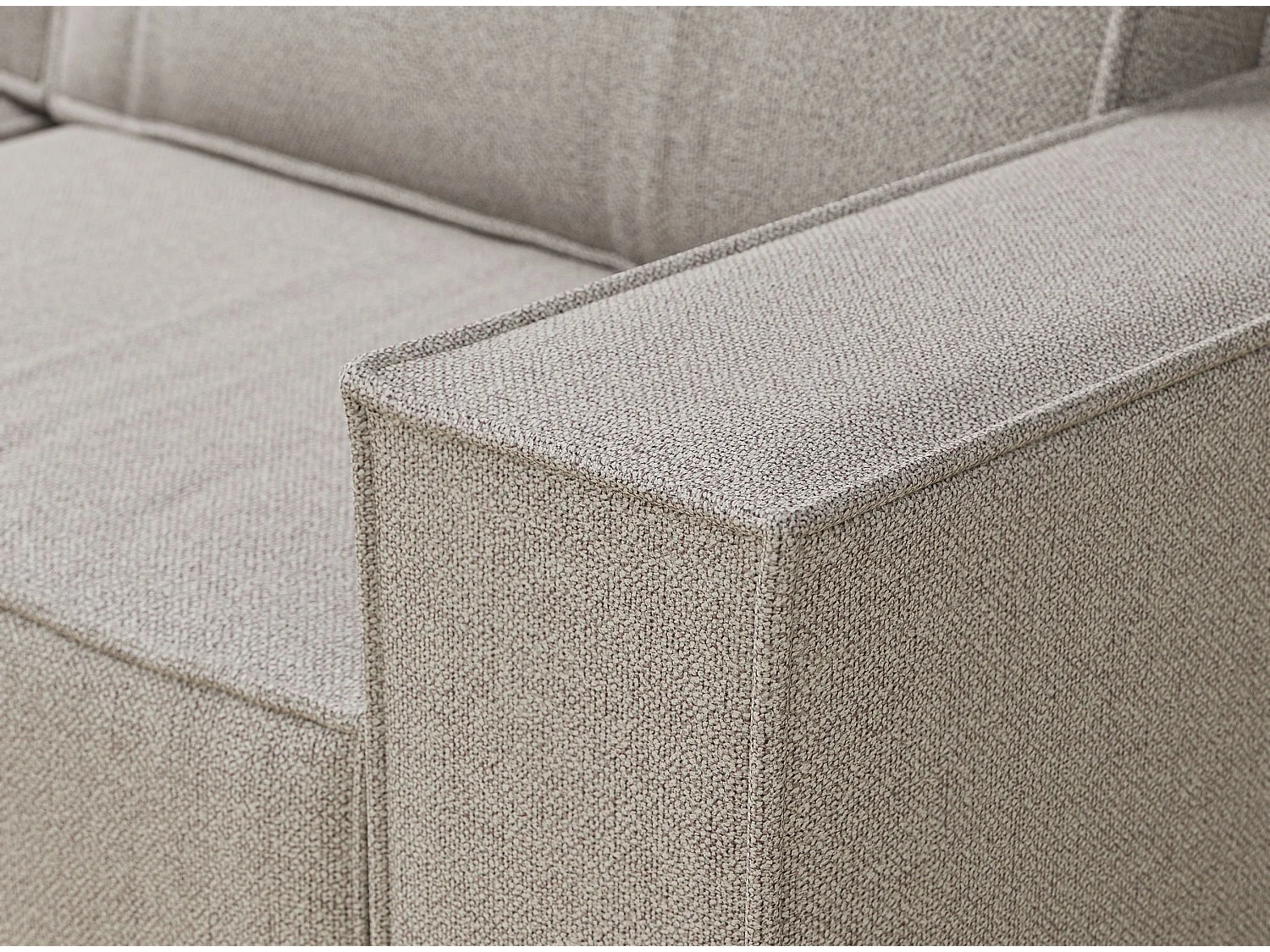 Canapé d'angle convertible Zaya im tissu tresse - 3 places - beige